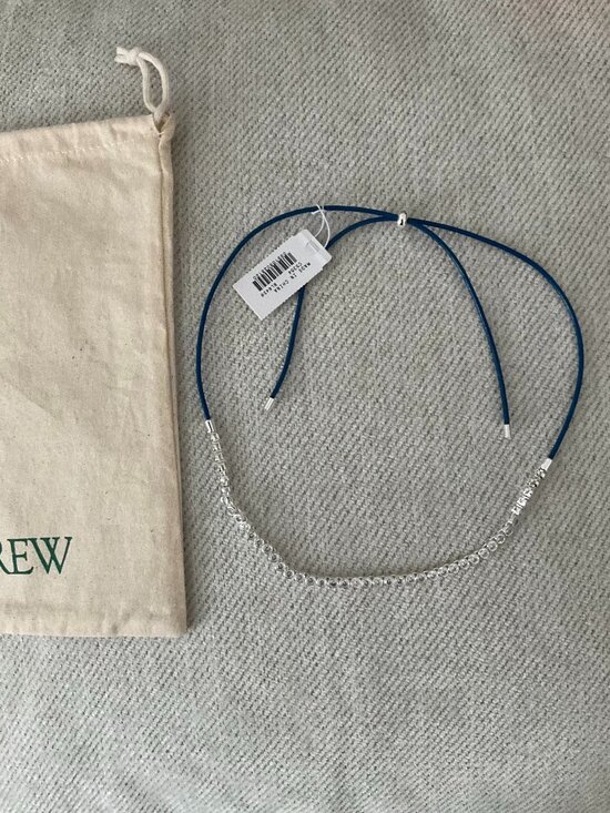 J. Crew Jewelry - j.crew leather and cubic zirconia bezel-set tennis necklace. blue. item # cs354.